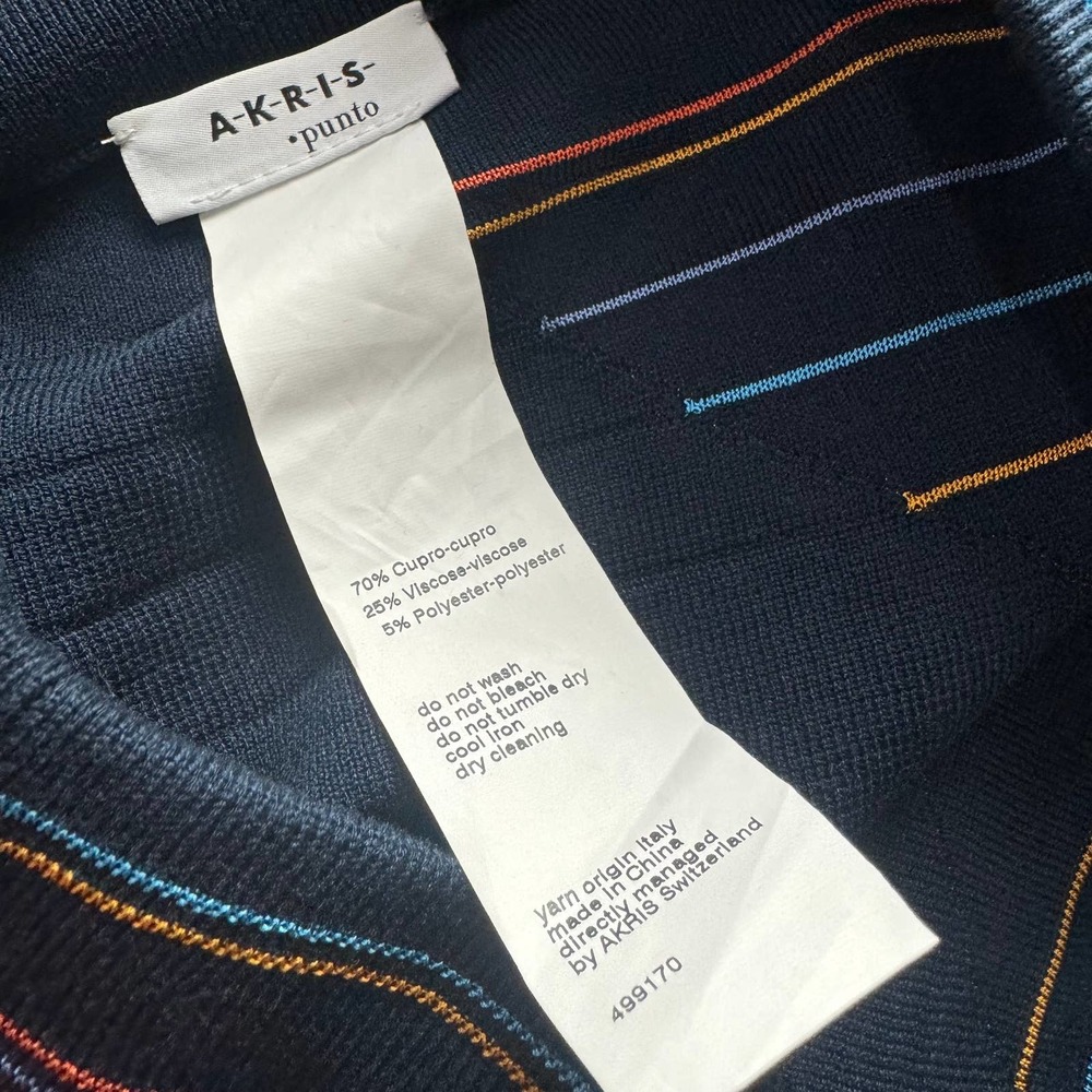 Akris Punto Matrix Flower Striped Knit Midi Skirt In Navy-Multi Size 6 NWT - Picture 12 of 12